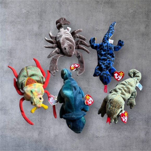 Ty Beanie Babies Multicolor Reptile and Insect Plush Set - NWT - Picture 1 of 12
